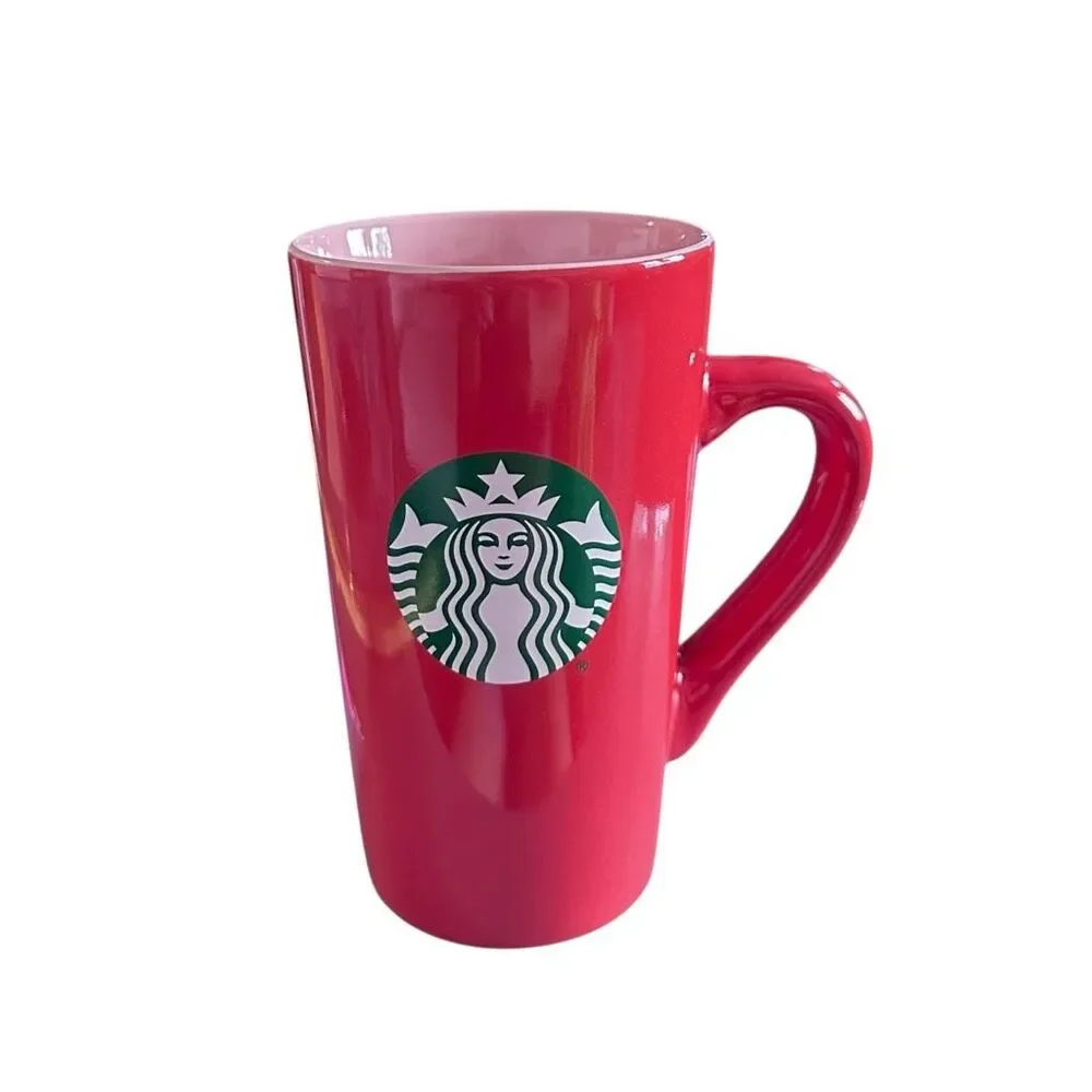 Starbucks 2021 Tall Coffee Mug, Red Classic Cup, Mermaid Green Logo  - 16 oz  **